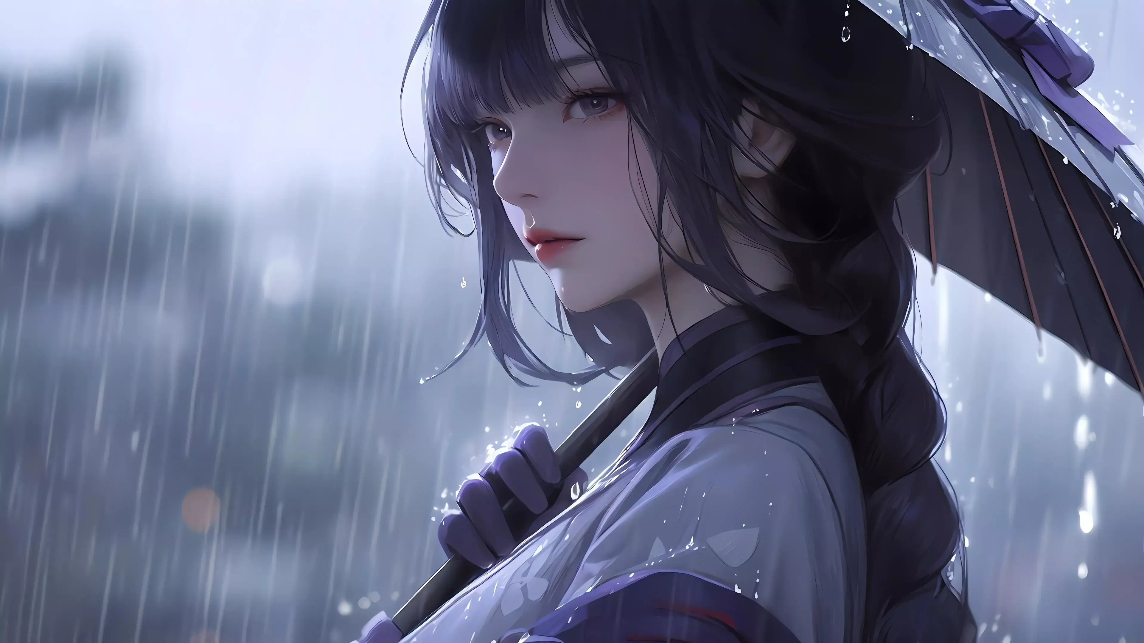 雨中美女